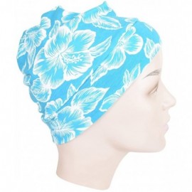 Skullies & Beanies Cotton Womens Soft Sleep Cap Chemo Beanie - Aqua Floral - CH12JBHQYPJ $12.87