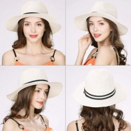 Fedoras Womens Straw Fedora Brim Panama Beach Havana Summer Sun Hat Party Floppy - 00714_white - C118R0R4O3K $22.14