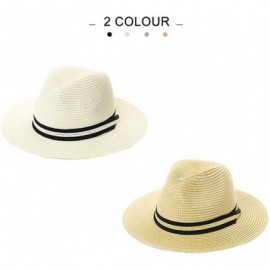 Fedoras Womens Straw Fedora Brim Panama Beach Havana Summer Sun Hat Party Floppy - 00714_white - C118R0R4O3K $22.14