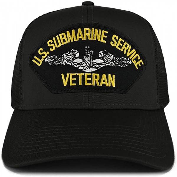 Baseball Caps US Submarine Service Veteran Embroidered Patch Snapback Mesh Trucker Cap - Black - CW18902DT3U $14.19