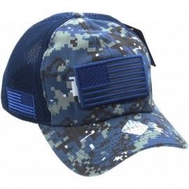 Baseball Caps American USA Flag Mesh Tactical Cap Military Embroidered Hat w/Side Reverse Flag - Blue Digital Camo - C418Q995...