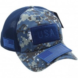 Baseball Caps American USA Flag Mesh Tactical Cap Military Embroidered Hat w/Side Reverse Flag - Blue Digital Camo - C418Q995...