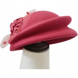 Skullies & Beanies Fascinator Wedding Pillbox Hats Wool Church Hat Bow Veil for Women - Red - C6188ND5LTD $20.44