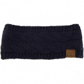 Cold Weather Headbands Winter Fuzzy Fleece Lined Thick Knitted Headband Headwrap Earwarmer - Solid Navy - C718I4CUII2 $9.90