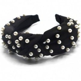 Headbands New York- Women's Fashion- Trendy Knotted Pearl Structured Headband - Black/White Pearl - CD18UCIEEH7 $19.75