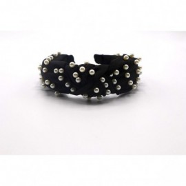 Headbands New York- Women's Fashion- Trendy Knotted Pearl Structured Headband - Black/White Pearl - CD18UCIEEH7 $19.75