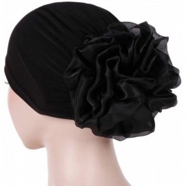 Skullies & Beanies Women Big Flower Turban Hat Head wrap Headwear Cancer Chemo Beanie Cap Hair Loss Cover - Black - C118UA7AU...