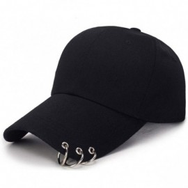 Baseball Caps Kpop Hat Ring Baseball-Cap - Suga-Snapback Baseball Cap with Iron Rings - Black - CI18KKTHMMX $20.59