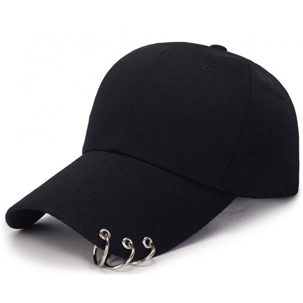 Baseball Caps Kpop Hat Ring Baseball-Cap - Suga-Snapback Baseball Cap with Iron Rings - Black - CI18KKTHMMX $10.29