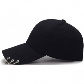 Baseball Caps Kpop Hat Ring Baseball-Cap - Suga-Snapback Baseball Cap with Iron Rings - Black - CI18KKTHMMX $10.29