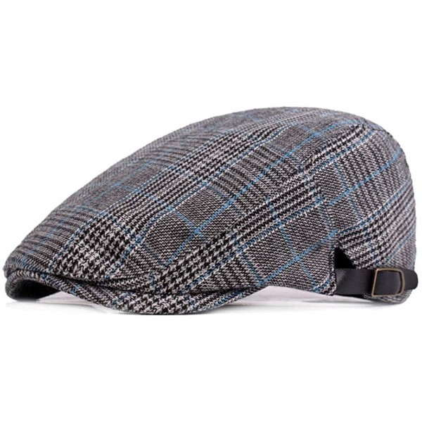 Newsboy Caps Mens Adjustable Plaid Ivy Newsboy Cabbie Gatsby Golf Beret Flat Hat Cap - 318darkgrey - CU18ISNAS2Q $12.69