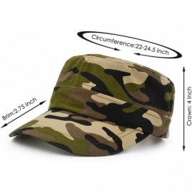 Baseball Caps Flat Top Baseball Cap- Men Women Cotton Baseball Twill Army Millitary Hat Cap - Brown - CF18CI27AWM $8.44