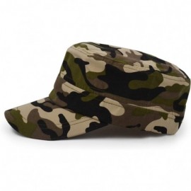 Baseball Caps Flat Top Baseball Cap- Men Women Cotton Baseball Twill Army Millitary Hat Cap - Brown - CF18CI27AWM $8.44