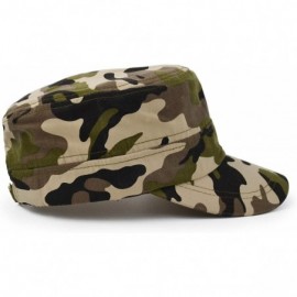 Baseball Caps Flat Top Baseball Cap- Men Women Cotton Baseball Twill Army Millitary Hat Cap - Brown - CF18CI27AWM $8.44