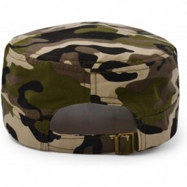 Baseball Caps Flat Top Baseball Cap- Men Women Cotton Baseball Twill Army Millitary Hat Cap - Brown - CF18CI27AWM $8.44