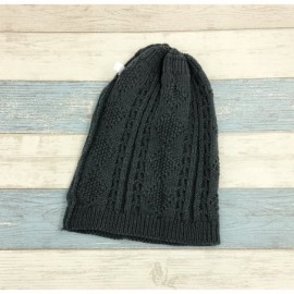 Skullies & Beanies Chunky Knit Beanie Stretch Unisex Braided Cable Slouchy Winter Hats Skip Cap - Deep Grey - CS187EYSKEC $12.50