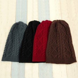 Skullies & Beanies Chunky Knit Beanie Stretch Unisex Braided Cable Slouchy Winter Hats Skip Cap - Deep Grey - CS187EYSKEC $12.50