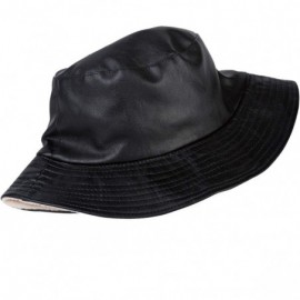 Bucket Hats Unisex Fashion Bucket Hat PU Leather Rain Hat Waterproof Fishmen Cap - Black - C018KLQWSGN $16.11