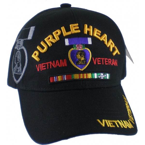Baseball Caps Purple Heart Vietnam Veteran Red Letter Shadow Mens Cap - Black - CY11RM987UJ $17.05