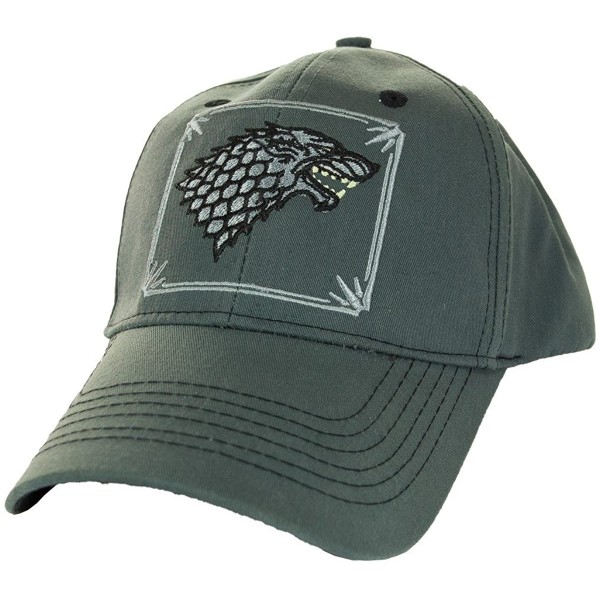 Baseball Caps House Stark Wolf Stitch Hat with Adjustable Velcro Strap- One Size Fits Most Gray - CA180I4CTIM $18.94