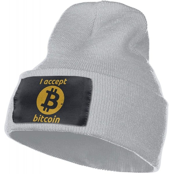 Skullies & Beanies Unisex I Accept Bitcoins Beanie Hat Winter Warm Knit Skull Hat Cap - Gray - C118KRD9Z7R $23.08