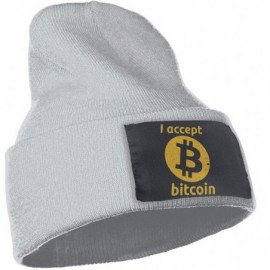 Skullies & Beanies Unisex I Accept Bitcoins Beanie Hat Winter Warm Knit Skull Hat Cap - Gray - C118KRD9Z7R $23.08