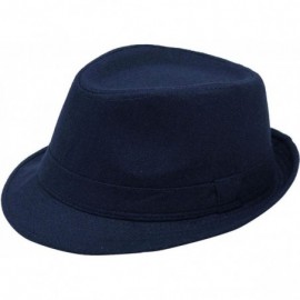 Fedoras Mens Womens Short Brim Classic Manhattan Trilby Fedora Hat - Navy - C41804NELCQ $13.14