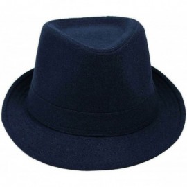 Fedoras Mens Womens Short Brim Classic Manhattan Trilby Fedora Hat - Navy - C41804NELCQ $13.14