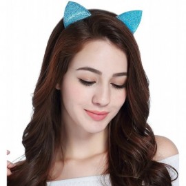 Headbands Christmas Headband Glitter Antlers Cat Ears Holiday Cosplay Party Costume - A - Blue - Cat Ears - CP184RQZ66A $7.68