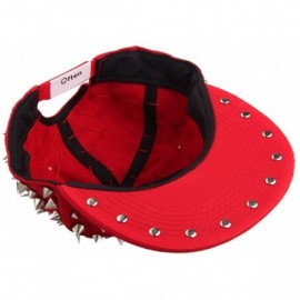 Baseball Caps Hedgehog Punk Studded Baseball Hip-hop Hat Spike Rivet Spiky Stud Cap - Red/Silver - CV11HNELCB9 $21.03