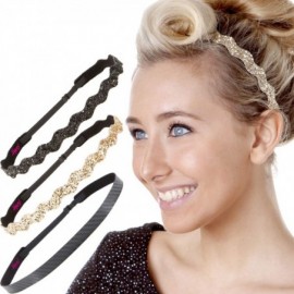 Headbands Cute Fashion Adjustable No Slip Hairband Headbands for Women Girls & Teens (3pk Black/Gold/Black Fashion Pack) - CS...