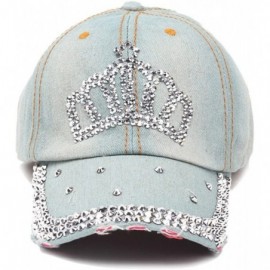 Baseball Caps Women Men Adjustable Rhinestone Studded Bling Tennis Baseball Cap Sun Cap Hat - 1 - CI12JE2ZZM9 $13.69