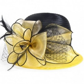 Sun Hats Sweet Cute Cloche Oaks Church Dress Bowler Derby Wedding Hat Party S606-A - Yellow - C617XWDMENA $20.88