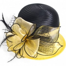 Sun Hats Sweet Cute Cloche Oaks Church Dress Bowler Derby Wedding Hat Party S606-A - Yellow - C617XWDMENA $20.88