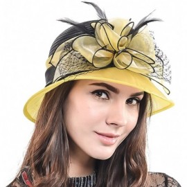 Sun Hats Sweet Cute Cloche Oaks Church Dress Bowler Derby Wedding Hat Party S606-A - Yellow - C617XWDMENA $20.88