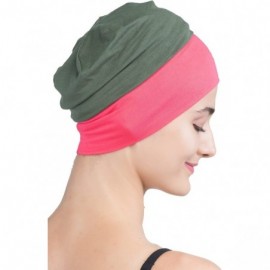 Baseball Caps Unisex Bamboo Sleep Caps for Cancer- Hair Loss - Chemo Caps - Wrap-fit Khaki-coral - CQ18WOO94YH $11.08