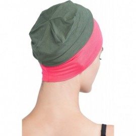 Baseball Caps Unisex Bamboo Sleep Caps for Cancer- Hair Loss - Chemo Caps - Wrap-fit Khaki-coral - CQ18WOO94YH $11.08