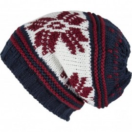 Skullies & Beanies Knit Slouchy Oversized Soft Warm Winter Beanie Hat - Navy-white Snowflake - CK186OQLGNU $10.69