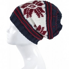 Skullies & Beanies Knit Slouchy Oversized Soft Warm Winter Beanie Hat - Navy-white Snowflake - CK186OQLGNU $10.69