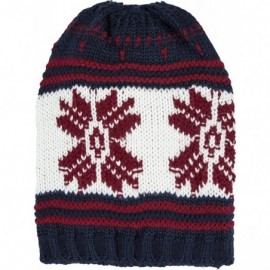 Skullies & Beanies Knit Slouchy Oversized Soft Warm Winter Beanie Hat - Navy-white Snowflake - CK186OQLGNU $10.69