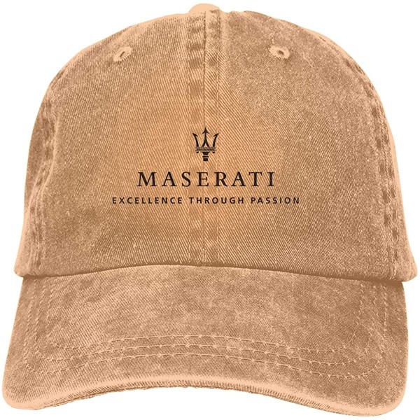 Baseball Caps Men Maserati Logo 100% Cotton Workout Cap Adjustable Unstructured Hat - Natural - C018XUENN4I $17.27