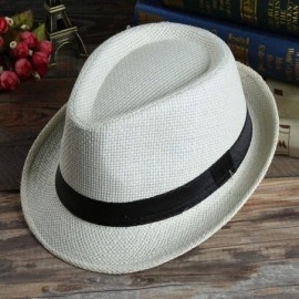 Sun Hats Unisex Summer Round Shape Sunscreen Patchwork Beach Hat Sun Hats - Milk White - CZ18R9H33YC $28.38