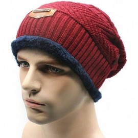 Skullies & Beanies Mens Slouchy Beanie Hat Trendy Warm Chunky Soft Stretch Cable Knit Winter Christmas Sport Fleece Cap - Red...