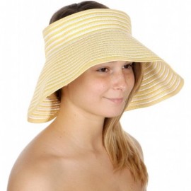Visors Sun Visor Beach Golf Protection Cap Women Summer Beach Hat- Outdoor Sports - Stripe Brim Yellow - CY18NUO500D $23.08