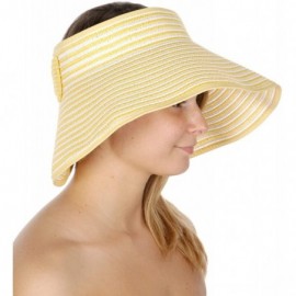 Visors Sun Visor Beach Golf Protection Cap Women Summer Beach Hat- Outdoor Sports - Stripe Brim Yellow - CY18NUO500D $8.56