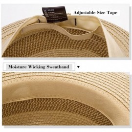 Fedoras Fedora Straw Fashion Sun Hat Packable Summer Panama Beach Hat Men Women 56-62CM - Typea_beige - CD18U398C5R $16.07