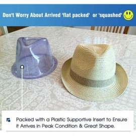 Fedoras Fedora Straw Fashion Sun Hat Packable Summer Panama Beach Hat Men Women 56-62CM - Typea_beige - CD18U398C5R $16.07