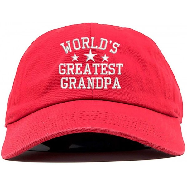 Baseball Caps World's Greatest Grandpa Embroidered Low Profile Soft Cotton Baseball Cap - Vc300_red - CR18QEIYTNH $17.96