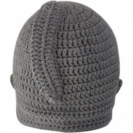 Skullies & Beanies Unisex Winter Handmade Crochet Knight Hat Beanie Removable Mask - Dark Gray - C911H0YQJAZ $8.13