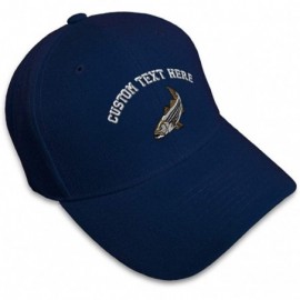 Baseball Caps Custom Baseball Cap Striped Bass Embroidery Acrylic Dad Hats for Men & Women - Navy - CG18SK8XA27 $25.88